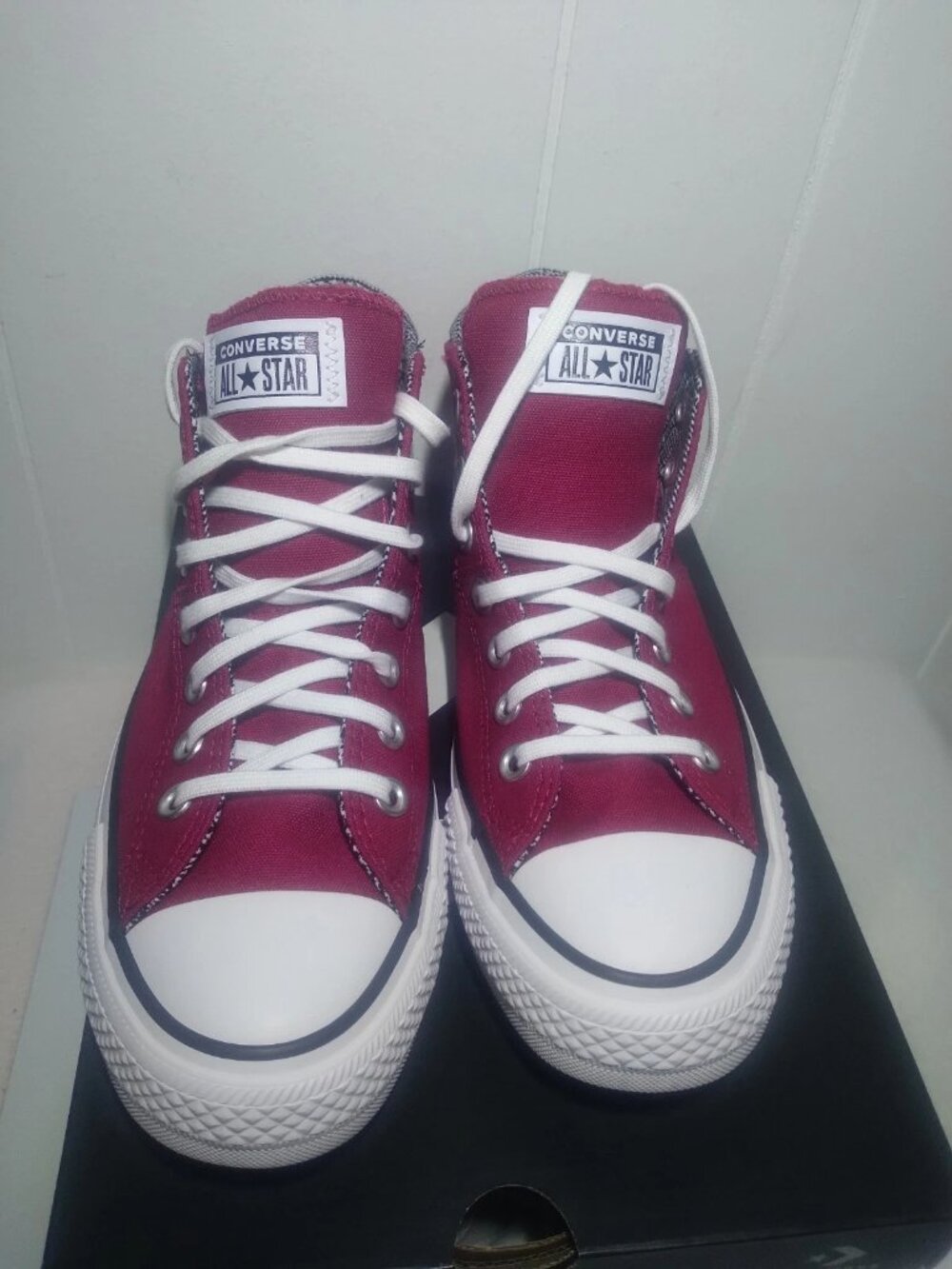 Converse Womens 9.5 CTAS Madison MID A15518F Sporty Berry Plaid Sneakers NEW - Picture 7 of 10